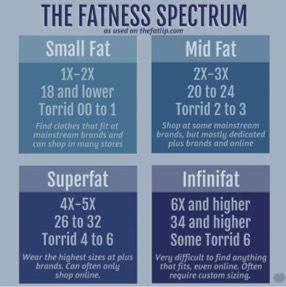 The Fatness Spectrum Graphic - Small Fat 1x-2x, Mid Fat 2x-3x, Superfat 4x-5x, Infinifat 6x and higher